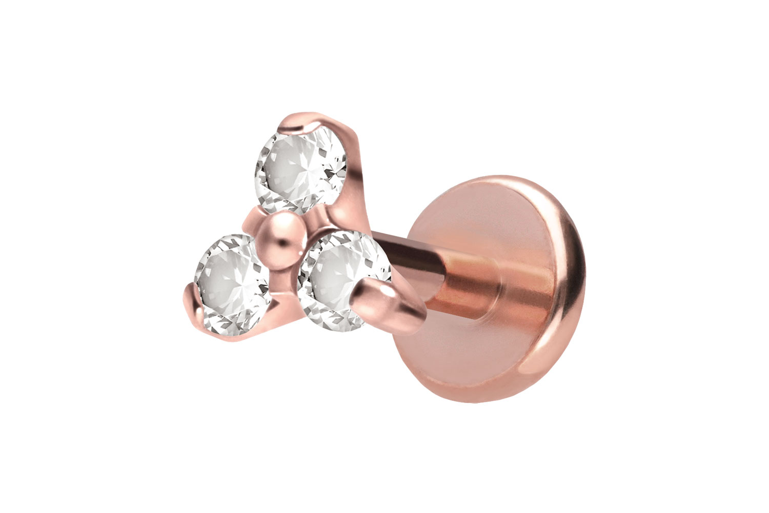 Titan Labret Piercing mit Push Fit KRISTALLBLUME